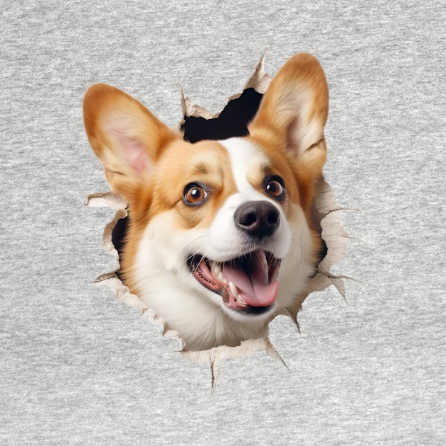 Corgi Dog cracked wall by MelodyStudio